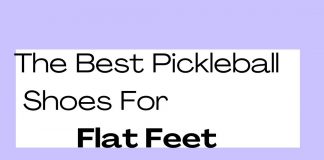 two options of pickleball shoes for flat feet, next to each other.