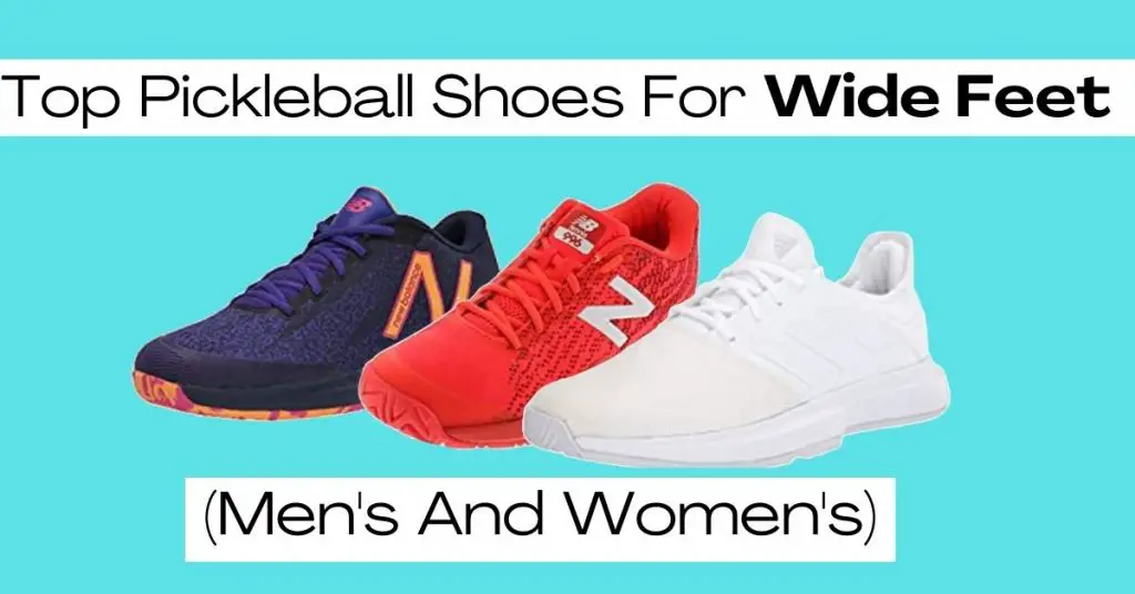 best pickleball shoes for wide feet with three shoes in a line. 